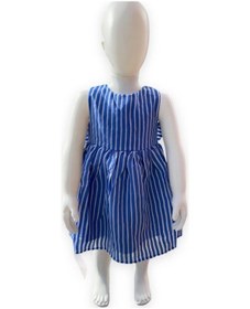 Resim Çikoby Kız Bebek Çizgi Desenli Pamuklu Şifon Elbise-11631-indigo İndigo 