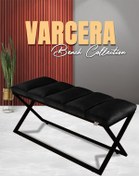 Resim Varcera V2 Siyah Çapraz Metal Ayaklı Bench Puf 