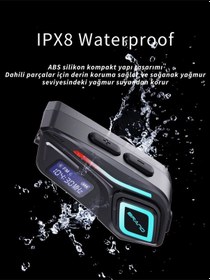 Resim Wearfitpro K08 Led Fenerli İntercom Bluetooth Motosiklet Kask Kulaklığı İntercom Kulaklık 