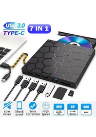 Resim Monozone Harici Cd Dvd Yazıcı Okuyucu Usb 3.0 + Type-c 8 Si 1 Arada Çoklayıcı Hub Sd/tf Kart Destekli 