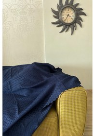 Resim Sofline Kadife Şönil Koltuk Örtüsü, Kaymaz Kanepe Örtüsü, Koltuk Şalı 180 X 220cm Lacivert 