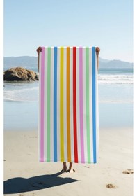 Resim Dijital Baskı Plaj Deniz Havlusu Renkli Çizgiler Desenli Peştamal Hvl0205 Renkli 