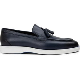 Resim Deery Deri Mavi Erkek Loafer Ayakkabı - 01958Mmvıc01 