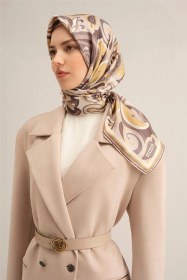 Resim Armine Etnik Desenli Saf İpek Twill Eşarp 9323d 35 Çok Renkli 