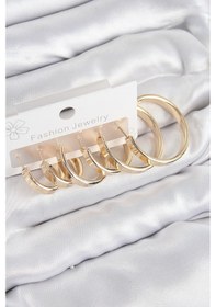 Resim Pirinç Halka Model Gold Renk Kadın Set Küpe - Tj-bkp11049 Çok Renkli 