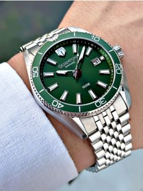 Resim Quantum Takvimli Gümüş-Yeşil Renk Safir Cam Çelik Kordon Çelik Kasa Erkek Kol Saati 1215.370MR 