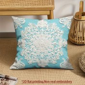 Resim 1 adet Zarif Turkuaz ve Beyaz Dantel Çiçek Atma Yastık Kılıfı, 45.72x45.72 cm - Yumuşak Kısa Peluş, Fermuarlı, Makinede Yıkanabilir - Oturma Odası, Kanepe, Yatak Dekoru, Dekoratif Yastıklar için İdeal 