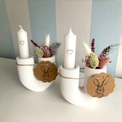 Resim U-Şekilli Çizgili Mum Tutucu Reçine Kalıbı - DIY Dekoratif El Sanatları İçin Silikon Kalıp, Kuru Çiçek Vazoları ve Plaster Sanat Creatio İçin Mükemmel 