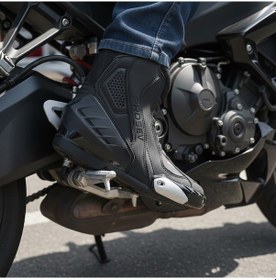 Resim Motosiklet Racing Bot Deri Kısa İtalyan Model Sert Koruma Touring Motor Botu Black 