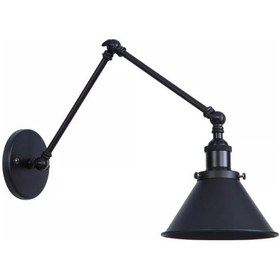 Resim Mylights Retro Rustik Mat Siyah Üç Mafsalı Akrobat Aplik Duvar Siyah 