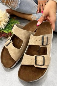 Resim Angel Unisex Ortopedik Tabanlı Terlik Çift Bantlı Tokalı Günlük Rahat Ev & Dışarı Terliği 