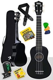 Resim Midex UKX-233BKT Siyah Concert Ukulele (Tuner Tel Askı Çanta Metod Pena) 