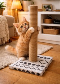Resim MAHİR PETSHOP Kedi Tırmalama Tahtası Kadife Kumaş 50 cm 