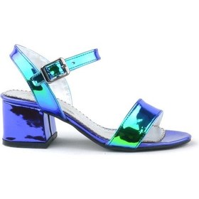 Resim Hapshoe Pony Hologram Mor-Yeşil Kalın Topuklu Kız Çocuk Abiye Ayakkabı - 26 Mor 
