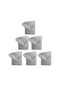 Resim Tenfowee 304 Paslanmaz Çelik Yapışkanlı Kanca - 6 Adet, Güçlü Yapışma, 6.8kg Taşıma Kapasitesi Gümüş 