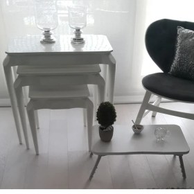 Resim Depolife Yemek Servis Sehpası Katlanır Ayaklı Laptop Notebook Ders Çalışma Masası Beyaz 