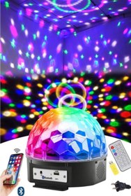 Resim Geseus Renkli Disko Topu Rgb Ledli Bluetooth Hoparlör Sese Duyarlı Kumandalı Disko Topu 