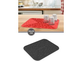 Resim Silicolife Bulaşık Kurutma Matı, Bulaşıklık - Su Toplamaz Silikon Bulaşık Altlığı Orta Boy 36X25 cm Siyah 