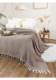 Resim Battaniye Pamuk Riona 180x200 Cm Kahve 