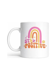 Resim Stay Positive Tasarımlı Porselen Kupa Model 144 Renkli Gökkuşağı Desenli, Motivasyon Veren Kahve & Çay Kupası Hediyelik Kupa Diğer 