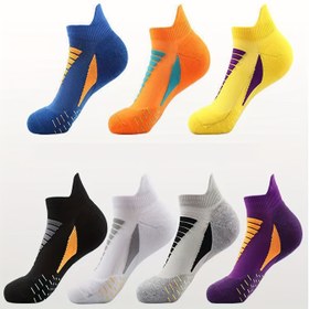 Resim 7 Çift Erkek Koku Önleyici Spor Çorapları, Yay ve Arş Stabilite Teknolojisi ile - Düşük-Kesim Atletik Antrenman, Koşu, Jimnastik Salonu, Basketbol, Maraton, Dağ Çorapları - Çok Renkli Seçenekler (Mavi, Turuncu, Sarı, Siyah, Beyaz, Mor, Pembe) - Gelişmiş Performans ve S 