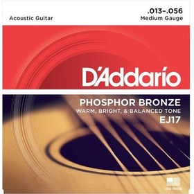 Resim Daddario Ej17 Phosphor Bronze Medium Takım Tel Akustik Gitar Teli 