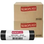 Resim Koroplast Eko Endüstriyel Çöp Poşeti Orta Boy 55 x 60 cm 20 Adet x 100 Rulo - Siyah (2 Koli) 