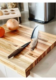 Resim Mutfak Tezgah Üstü Kesme Tahtası Sunum Tepsisi Ahşap 