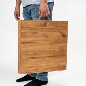 Resim pratikoutdoor Katlanır Kamp, Piknik ve Bahçe Masası 50x50 cm - Ceviz Renk 
