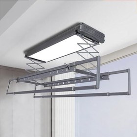 Resim Uzaktan Kumandalı Tavan Tipi Elektrikli Çamaşır Kurutma Makinesi, Geri Çekilebilir Çok Fonksiyonlu Kurutma Askısı, 35 kg Kapasite, Yerden Tasarruf Sağlayan Duvara Monte Tasarım, Demir Gri Ka 