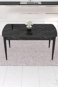 Resim Canisa Are Serisi 80x132 Mdf Açılabilir Siyah Mermer Desen Yemek Masası 