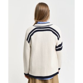 Resim Gant Kadın Beyaz Oversize Fit Klasik Yaka Logolu Hırka 4805281.130 