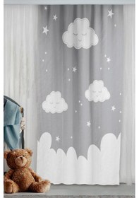 Resim Sevimli Bulutlar Çift Kanatlı Çocuk Odası Fon Perde 