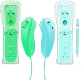 Resim JTao-tec Wii Kumanda 2'li Paket Wii Uzaktan Kumanda Silikon Kılıflı Wii ve Wii U ile Uyumlu Siyah + Pembe 