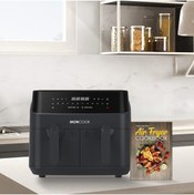 Resim MONCOOK Çift Hava Fritözü - 2'si 1 Arada Airfryer 9L, 2 x 4,5L Sepetli - 50 Tarif Yemek Kitabı İle Gelir 