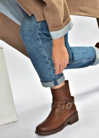 Resim V674121209 Taba Alçak Topuklu Fermuarlı Kadın Bot Taba-Suni Deri 