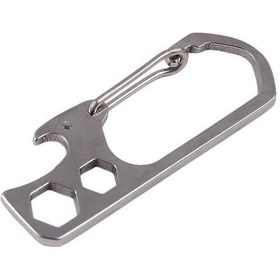 Resim Gümüş Paslanmaz Çelik Anahtarlık Karabina Kanca Şişe Açacağı Altıgen Anahtar Mandal Kancaları Gümüş 