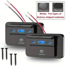 Resim Honeybeeshop 2 Paket Üç Portlu Usb Araba Hızlı Şarj Soketi Qc3.0 Pd3.0 Araba Şarj Cihazı Duvara Monte Tip-c Anahtarı Araçlar İçin Uygun 