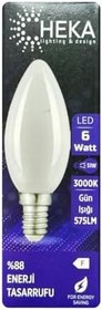 Resim Heka LED Ampul, 6W (51W), 3000K, E14 Duylu, Soft Mum, 8 Adet 