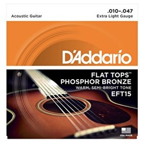 Resim D'Addario EFT15 10-47 Flat Tops Phosphor Bronze Extra Light Akustik Gitar Tel Seti 
