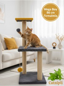 Resim Komano Pontika Mega Boy Kedi Tırmalama Tahtası Peluş Dokulu Yumuşacık 3 Katlı 86 Cm Soft Sevilen Renkler 