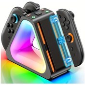 Resim Honeybeeshop Switch2 Kumandaları İçin 4'lü Şarj İstasyonu Rgb Işıklı Çoklu Mod Şarj Cihazı 