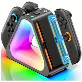 Resim Honeybeeshop Switch2 Kumandaları İçin 4'lü Şarj İstasyonu Rgb Işıklı Çoklu Mod Şarj Cihazı 