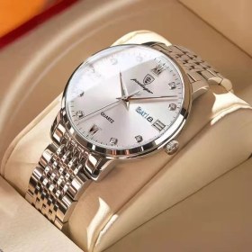 Resim Hanyang 856 Sl Wh S Poedagar Erkek Saat Lüks Su Geçirmez Aydınlık Tarih Hafta Paslanmaz Çelik Erkek Kuvars Saatler Erkekler Için Iş Relogio Masculino (Yurt Dışından) 