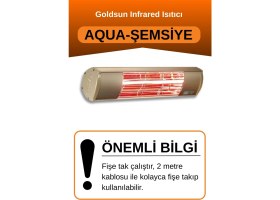 Resim Goldsun Aqua 2000 Watt GSU20 Şemsiye Tip Kumandasız Suya Dayanıklı Elektrikli İnfrared Isıtıcı-Bej 