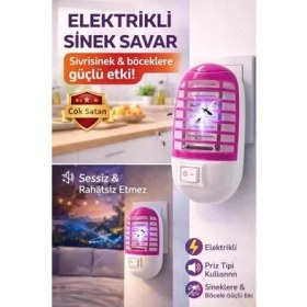 Resim Esranın Dünyası Elektrikli Sinek Savar - Uv Işıklı Priz Tipi Böcek Öldürücü Uv Işıklı Priz Tipi Sessiz Böcek Öldürücü Cihaz Savar Elektirikli Kovucu (Pembe) 
