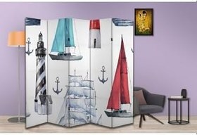 Resim Deniz Temalı Özel Tasarım Paravan Room Divider PRV1036, 180 x 180 