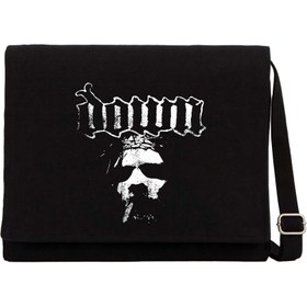Resim Down Jesus Face Siyah Kanvas Postacı Çantası - Siyah 