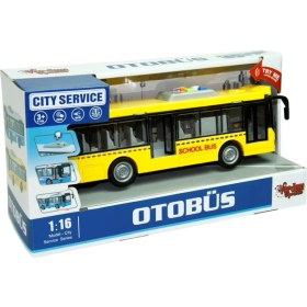 Resim Vardem 1:16 Sürtmeli Sesli Işıklı Tek Katlı Otobüs - Sarı 