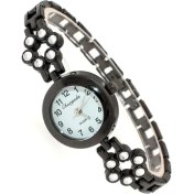 Resim Hanyang Beyaz Moda Kadın Bilezik Izle Kadın Bayanlar Bilek Saatler Bling Kristal Analog Saat Kadın Elbise Kuvars Izle Montre Femme O144 (Yurt Dışından) 
